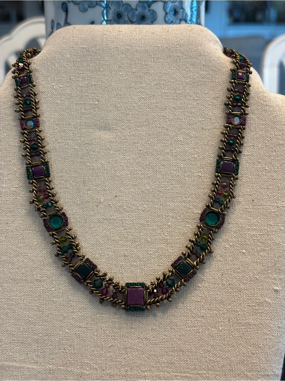 Sorrelli Multistone Gold-Tone Necklace in Purple and Green